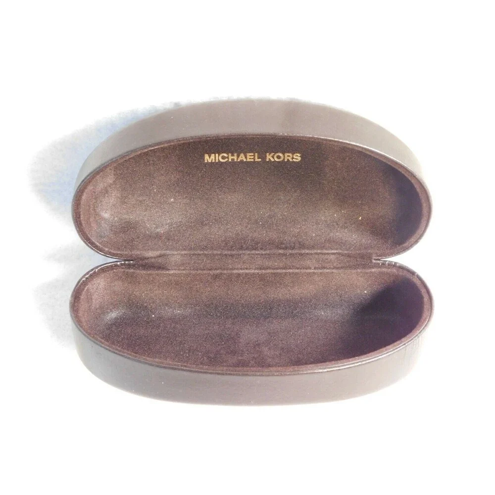 Michael Kors Dark Brown Leather Glasses Sunglasses Hard Case Clamshell